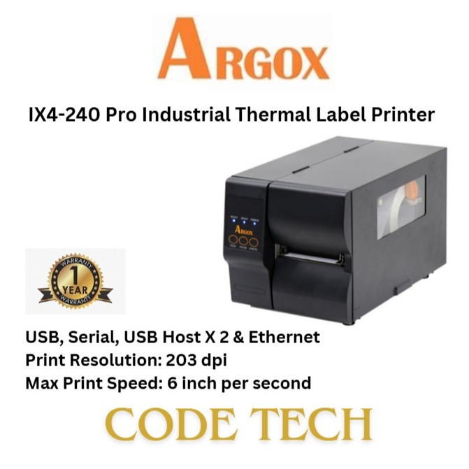 Argox iX4-240 Pro Industrial Barcode Printer thermal transfer label ...
