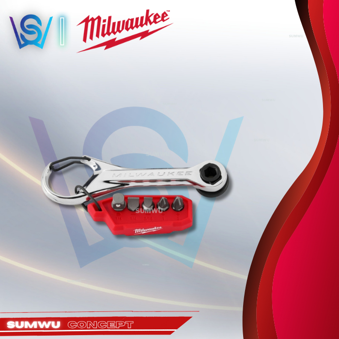 MILWAUKEE 7-in-1 Multi-Bit Mini Ratchet 48-22-2950 Pocket Spanner Spana ...