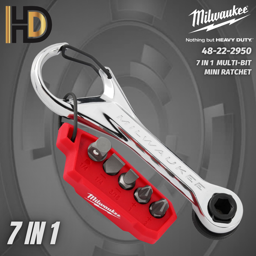 Milwaukee 7 IN 1 Multi Bit Mini Ratchet With Hanging Hook / Milwaukee ...