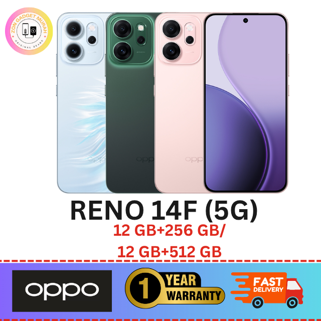OPPO RENO 14F 5G (12GB+256GB/512GB) 80W Supervooc Charger 6000mAh | AI ...