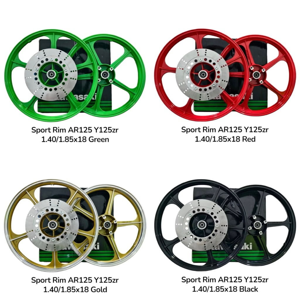 KAWASAKI SPORT RIM AR80 AR125 PNP Y125zr LCV8 1.40/1.85x18 BLACK GREEN ...