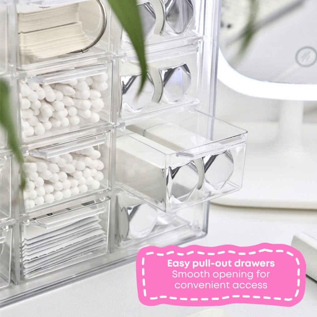 Transparent Acrylic Drawer Storage Box Table Laci Kotak Meja Stationery ...