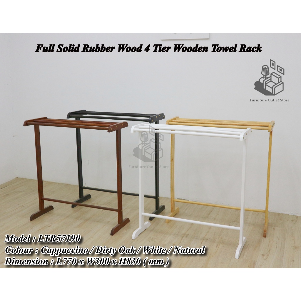 FOS Wooden Towel Rack / Towel Hanging Rack / 4 Pole Tuala Rack /Ampaian ...