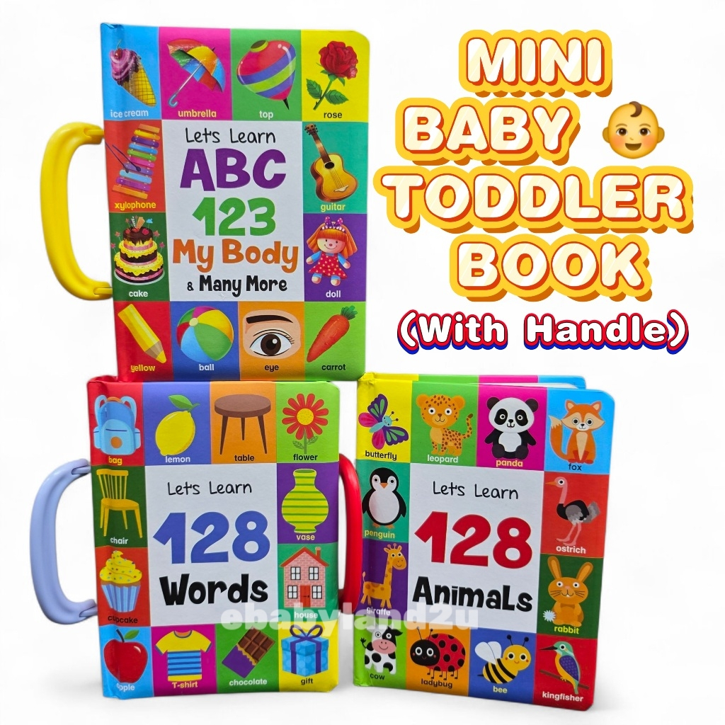 MINI Toddler Baby Board Book Let's Learn 128 Animals ABC 123 My Body ...