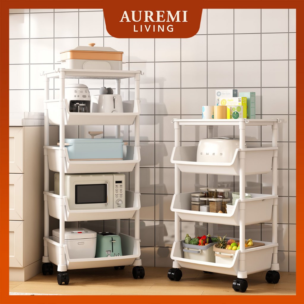 Auremi 3-6 Layer Trolley Cart Organizer Utility Cart With Wheels For ...