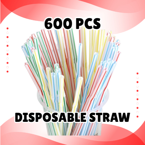 [READY STOCK] 600pcs Premium 7.5-Inch Disposable Plastic Straws ...
