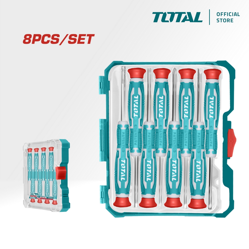 TOTAL 8 Pcs Precision Screwdriver Set (Slotted / Phillips / Torx / 50mm ...