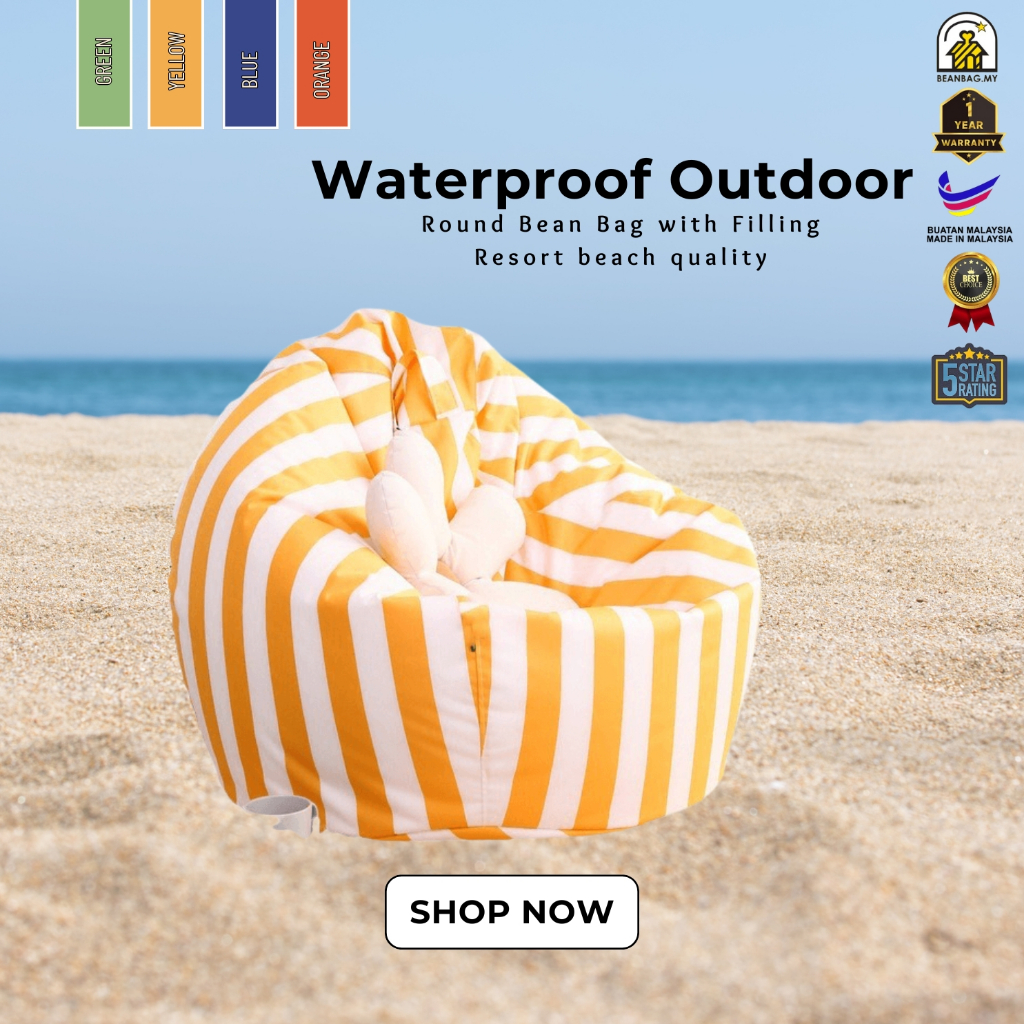Beanbag.my™ Round Waterproof Outdoor Bean Bag | Full Set with Filling ...