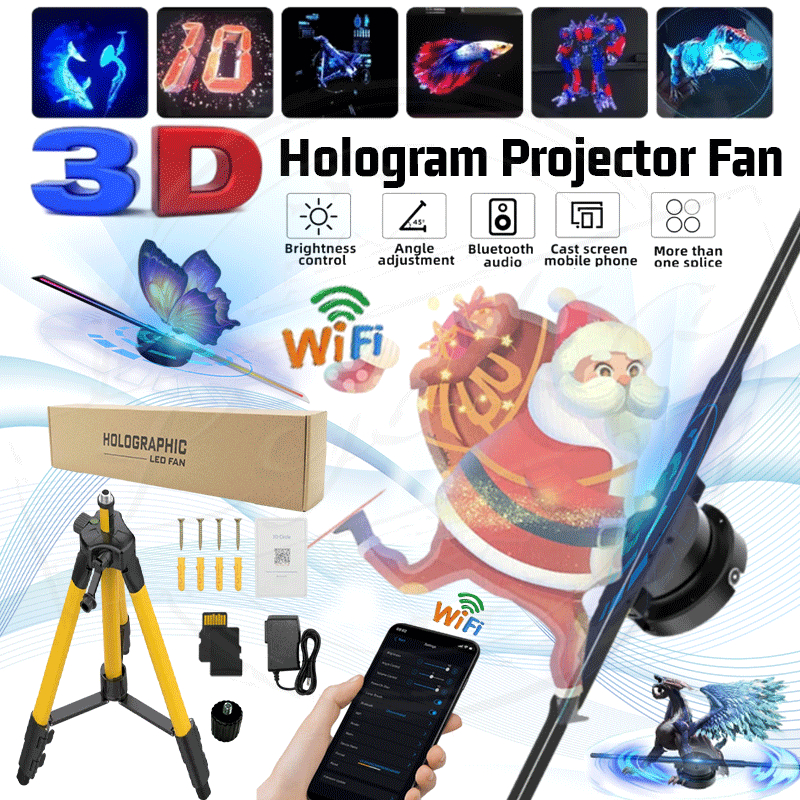 3D Hologram fan 355 LED Air Imaging Hologram Fan 4K HD Projector Fan ...