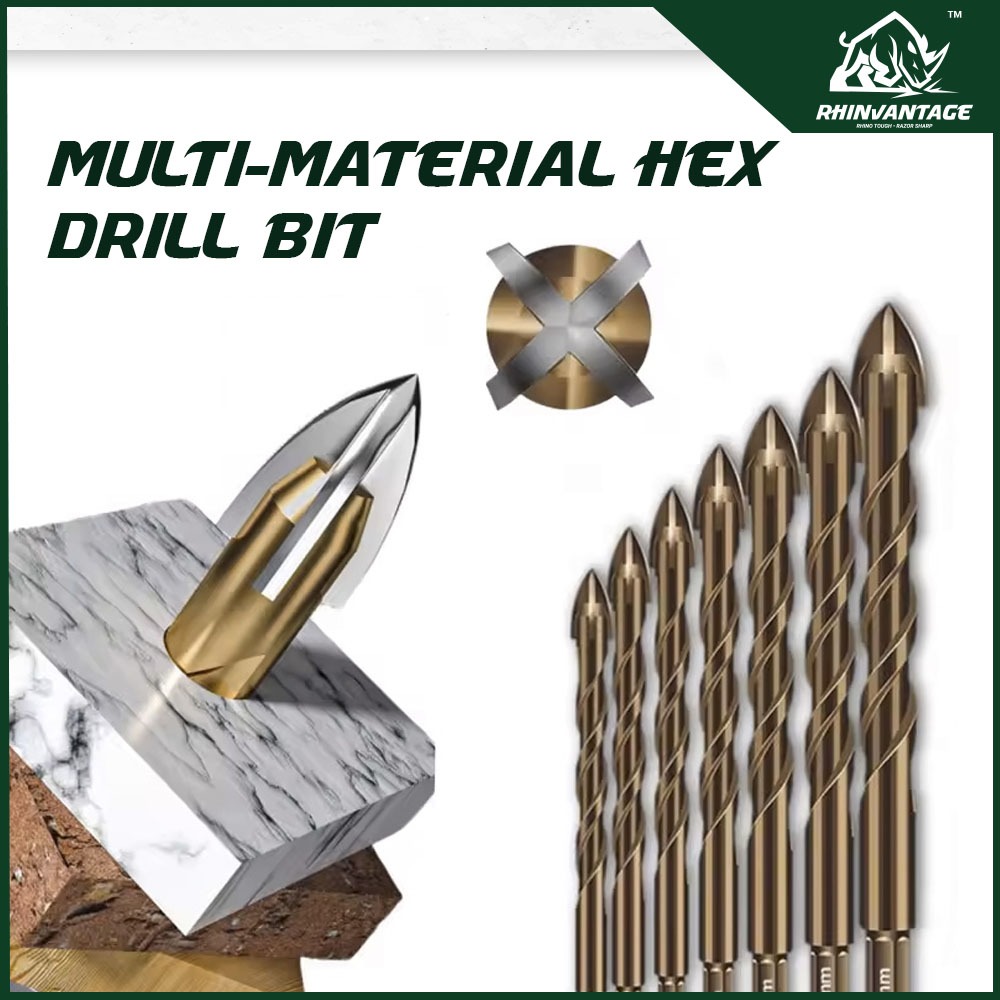 RhinVantage Multi-Material Hex Drill Bit Four Alloy Blades | Masonry ...