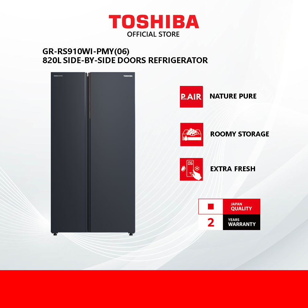 Toshiba GR-RS910WI-PMY(06) 820L Side-By-Side Door Inverter Refrigerator /Peti Sejuk/ 冰箱