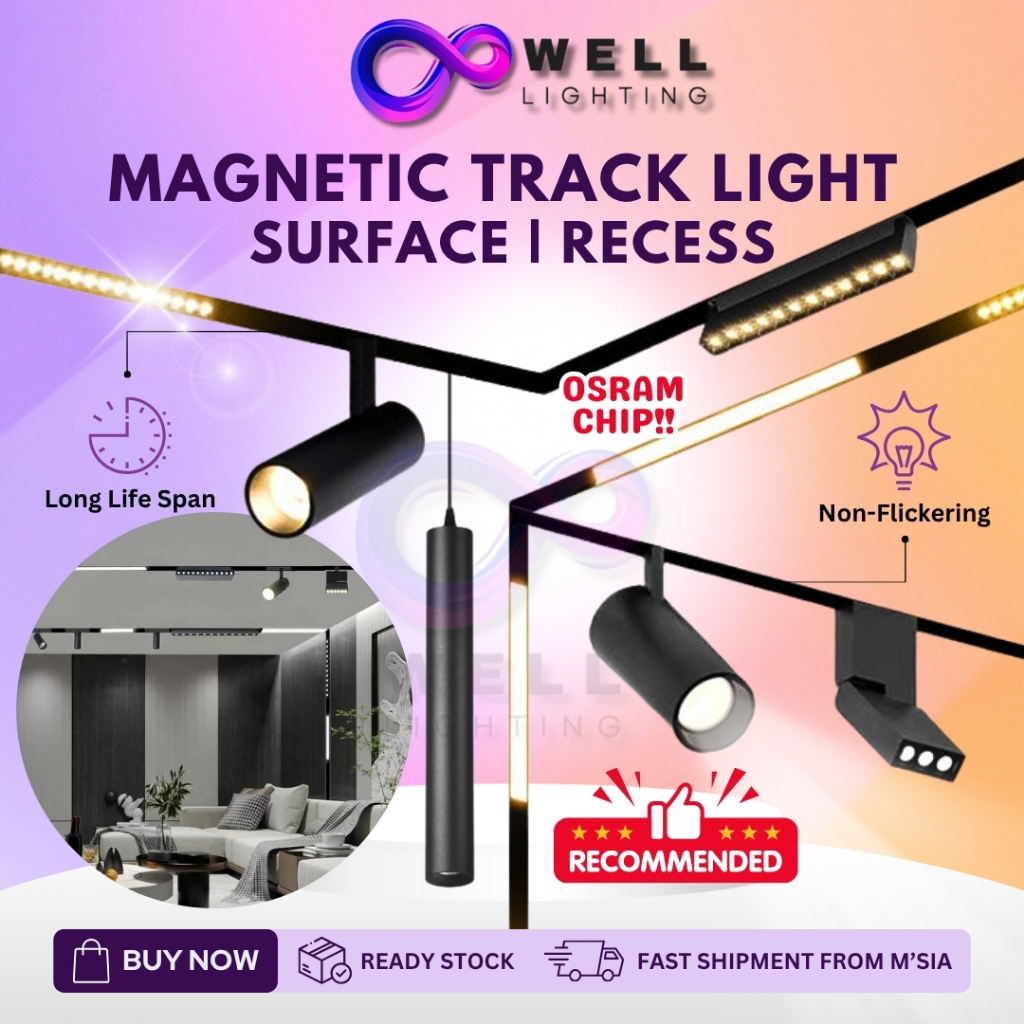 Lampu Trek Magnet Siling LED Magnetic Track Light Linear Grille ...