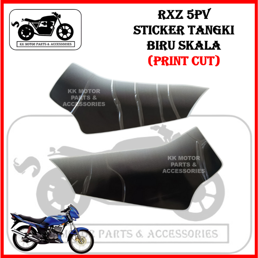 YAMAHA RXZ CATALYZER 5PV STICKER STRIPE TANGKI FUEL TANK BIRU SKALA ...