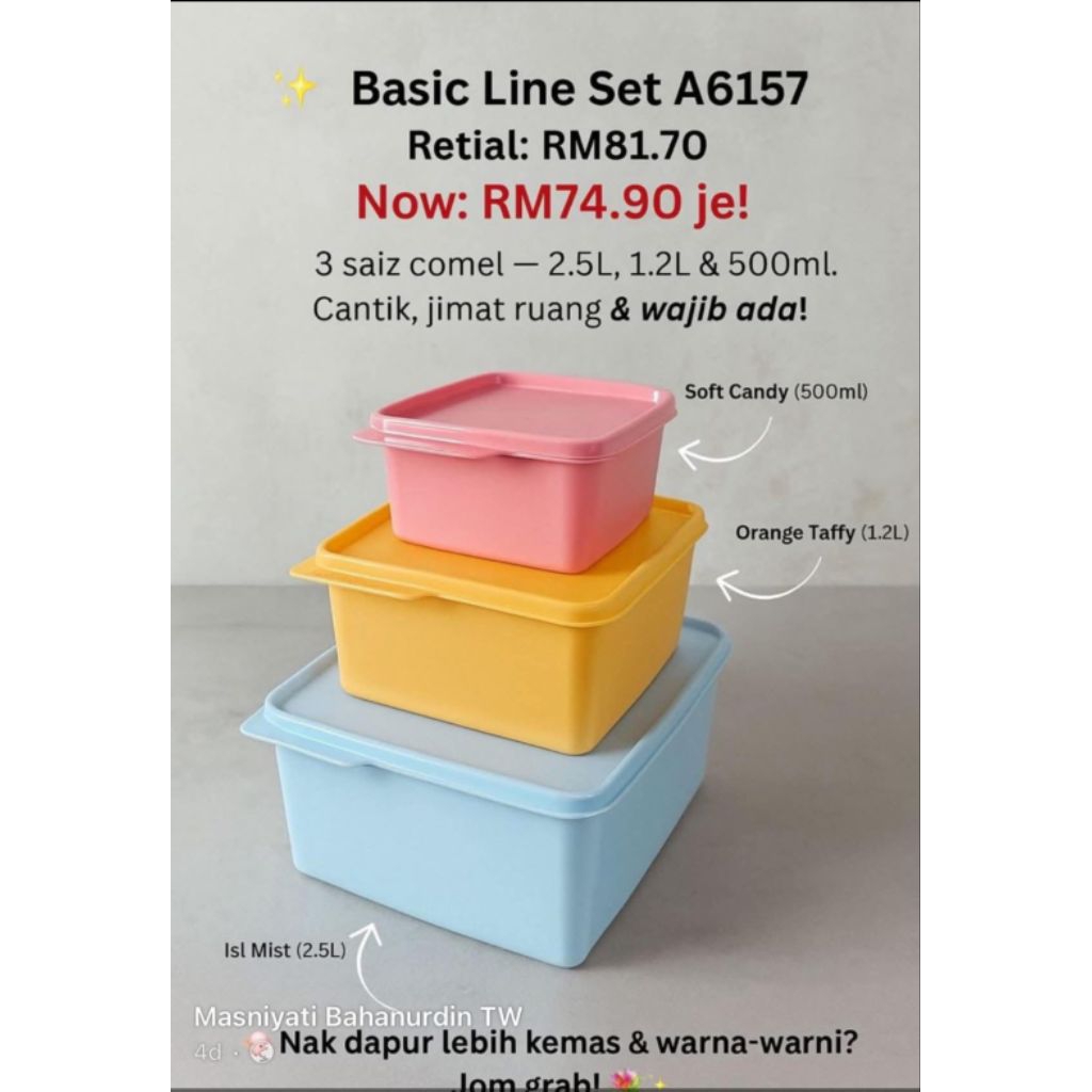 TUPPERWARE BASELINE SET (3PCS) | Shopee Malaysia