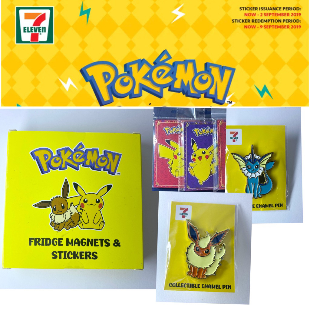 (POKEMON) Official Promo 7 eleven McD Tealive Card Sticker Pin | Shopee ...
