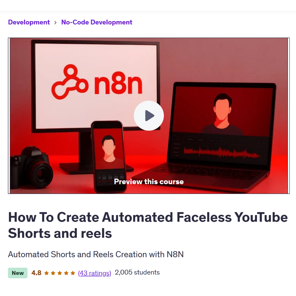 Ai n8n Video Course-How To Create Automated Faceless YouTube Shorts and ...