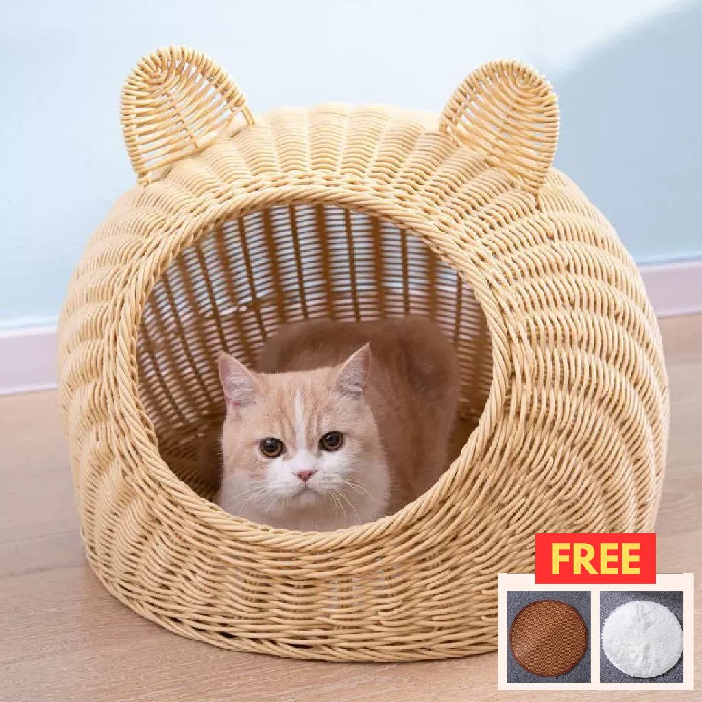 [NEW ARRIVAL] Cute Rattan Cat House/Rumah Kucing Rotan Comel Rotan PP ...
