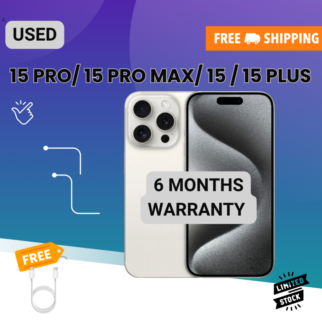 USED 15 / 15P / 15pm / 15+ (6 Months warranty & 99% Good condtion)ORIGINAL SIM ✅ NOT CONVERT SIM!!❌