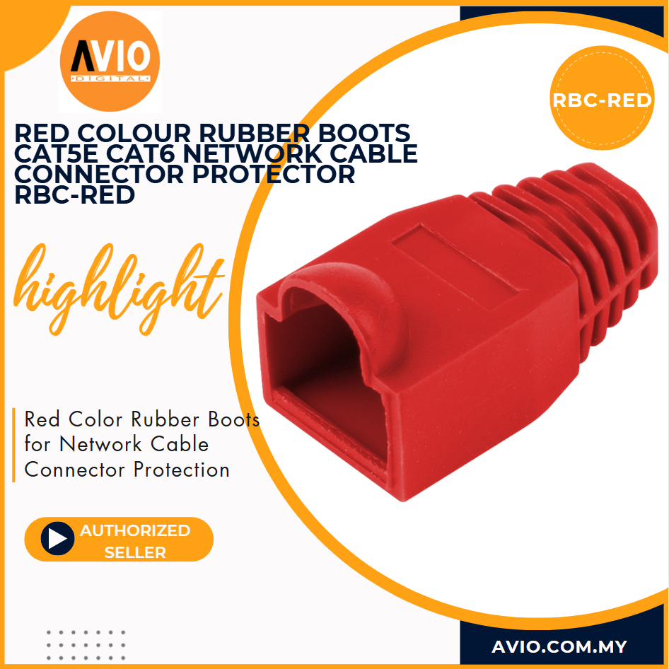 Red Rubber Boots RJ45 LAN Network Internet Cat5e Cat6 Crystal Plug ...