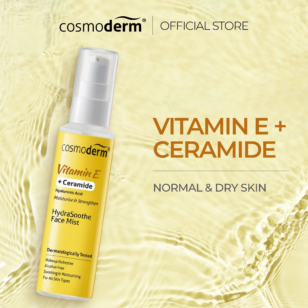 Cosmoderm Vitamin E HydraSoothe Face Mist 50ml, Moisturising, Penyegar ...