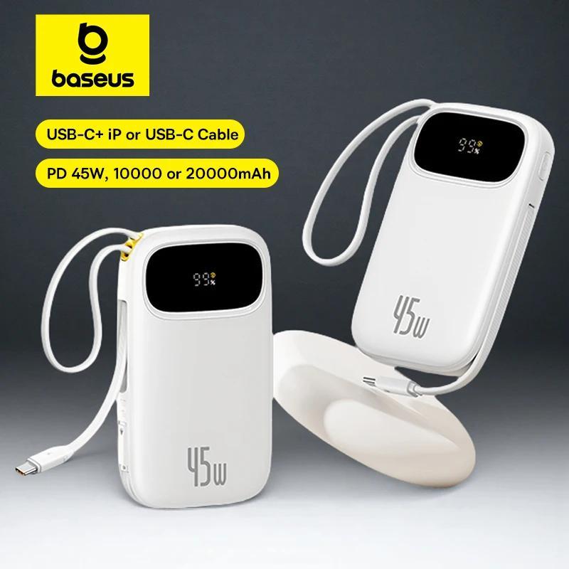 Baseus Qpow 3 Digital Display 45W Power Bank with USB-C+iP Cables 10000mAh/20000mAh