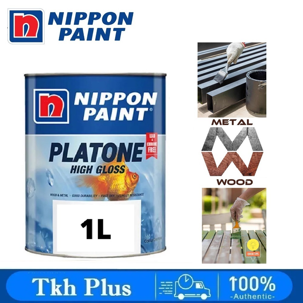 NIPPON PAINT Platone High Gloss Finish – 1L Oil-Based Paint for Wood ...