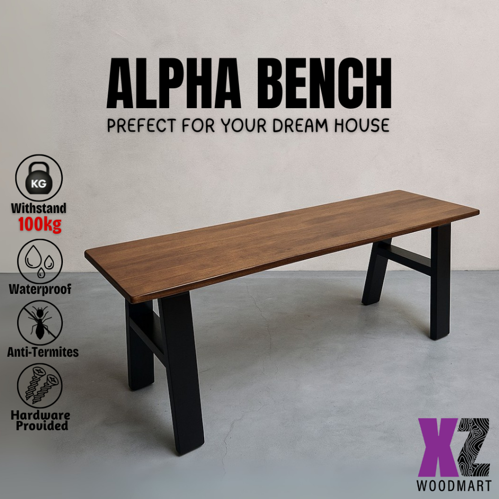 Alpha Bench / Solid Rubberwood Bench / Dining bench / Kerusi Panjang ...