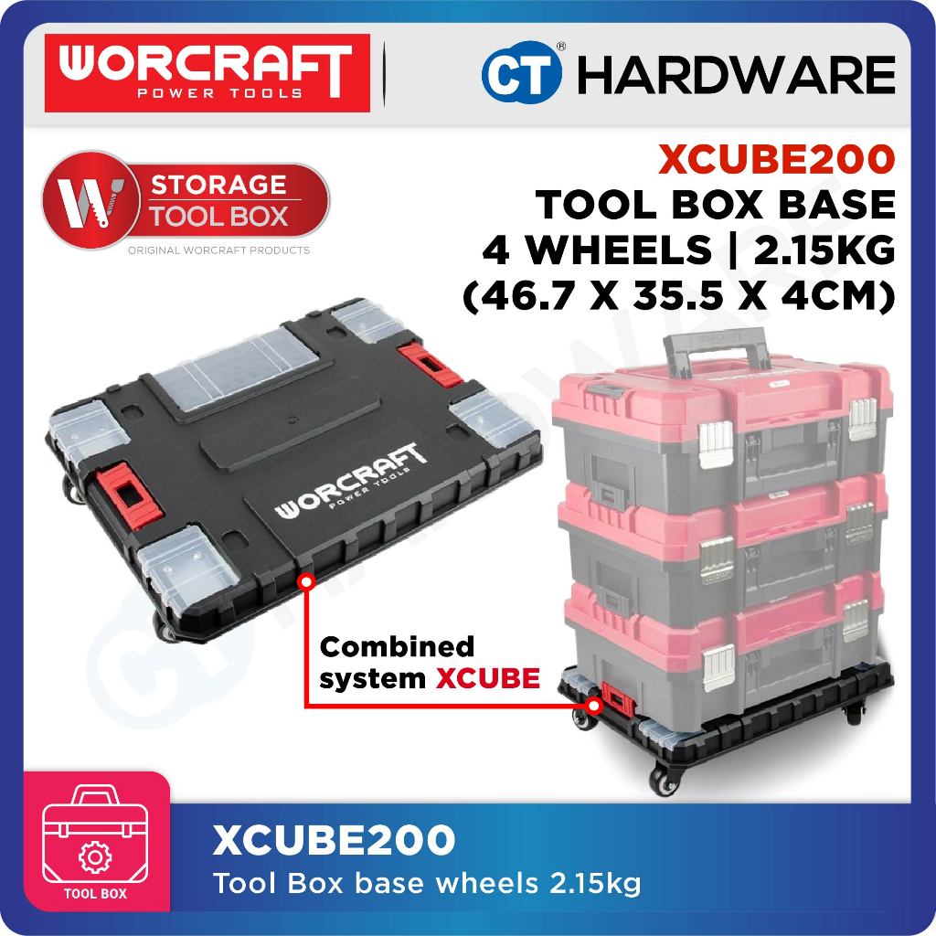 Worcraft XCUBE200 Tool Box Base with 4 Wheels 2.15kg ( 46.7 x 35.5 x ...