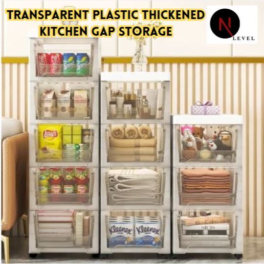 Transparent 15cm/18cm/25cm Plastic Thickened Kitchen Gap Storage Drawer ...