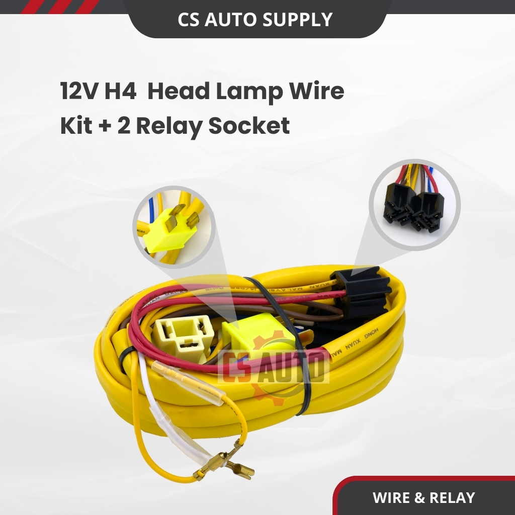 Car Shows H4 Halogen Head Lamp wire Kit with Wiring Harness 2 relay ...