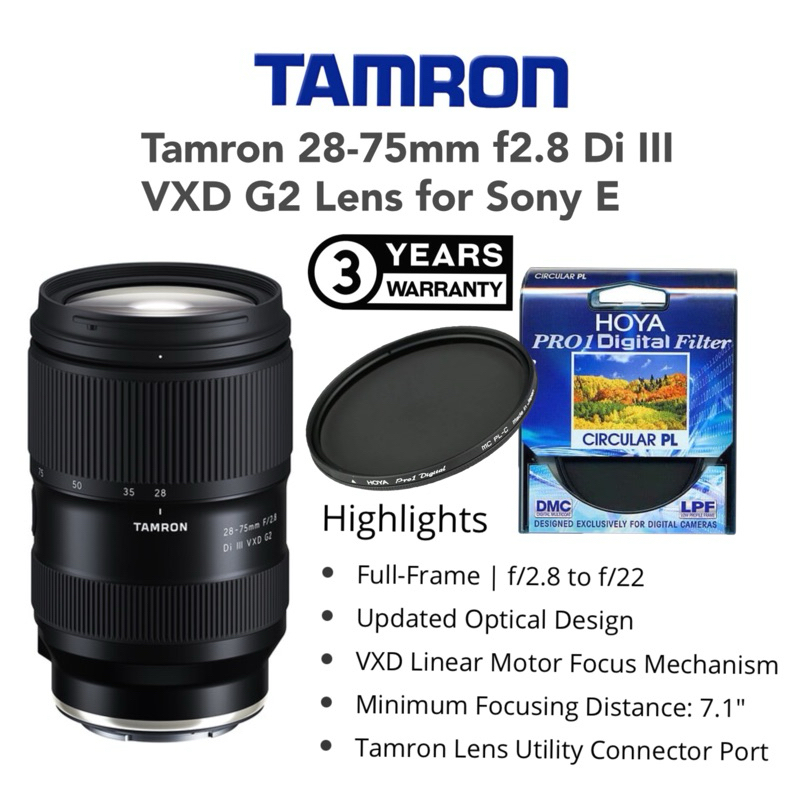 READY STOCK) TAMRON 28-75mm F/2.8 Di III VXD G2 LENS G2 SONY
