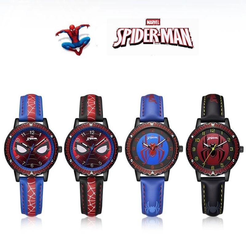 READY STOCK Kids Spiderman Watch New Creative High Quality Marvel Spider Man Cartoon Boys Student Animation Watch