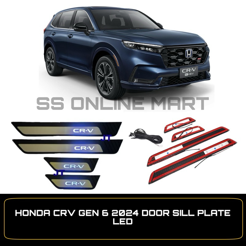 thumbnail image 2 of 4-Pc Stainless Steel Door Sill Protectors For Honda CR-V 2017-2022 - Red Logo, 3M Adhesive Kick Plates 2 of 4