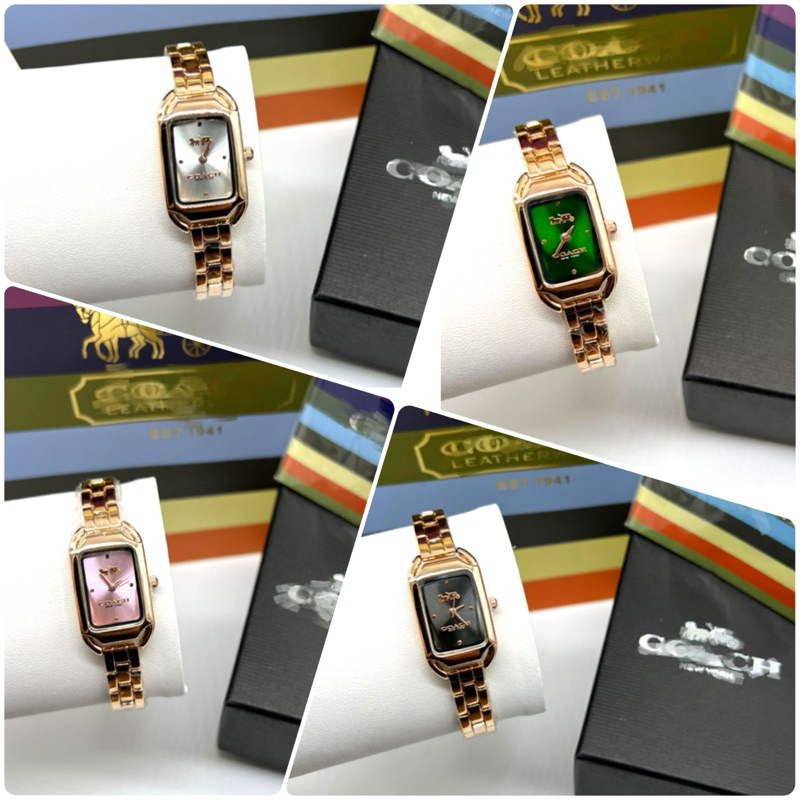 Caoch rectangle shape small size women watch rosegold colour stainless ...