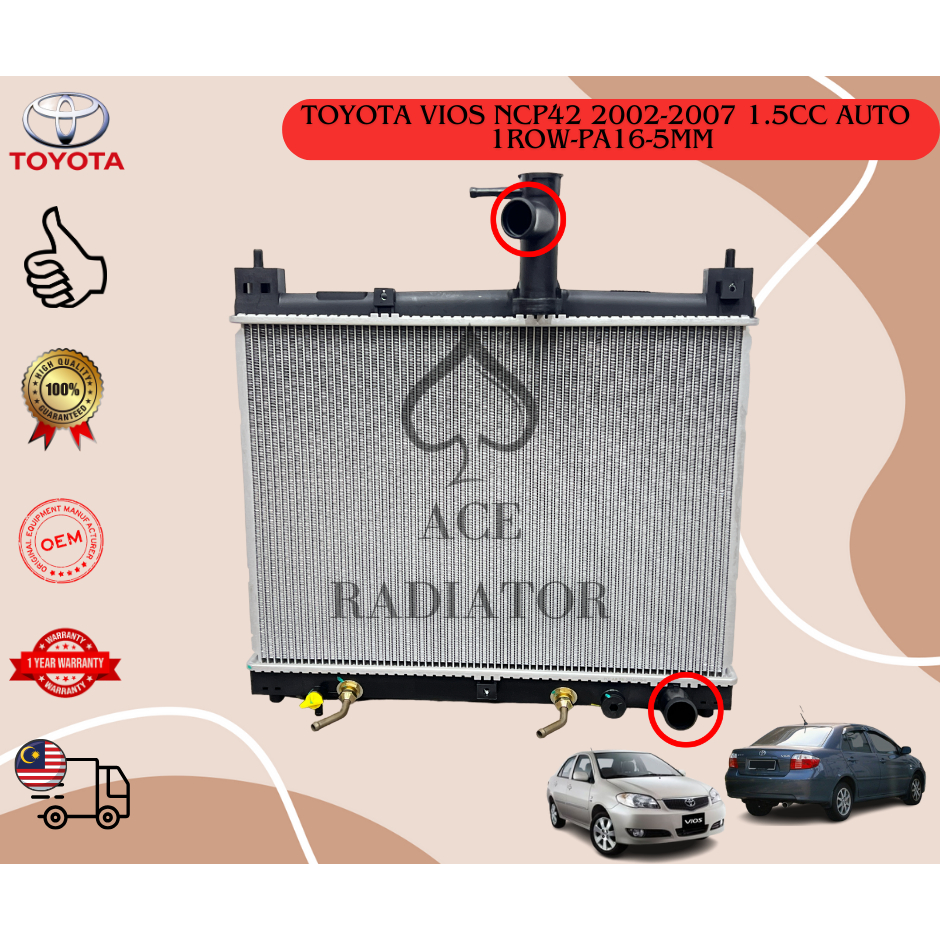TOYOTA VIOS NCP42 2002-2007 AUTO/MANUAL OEM RADIATOR ASSY 1ROW PA16 ...