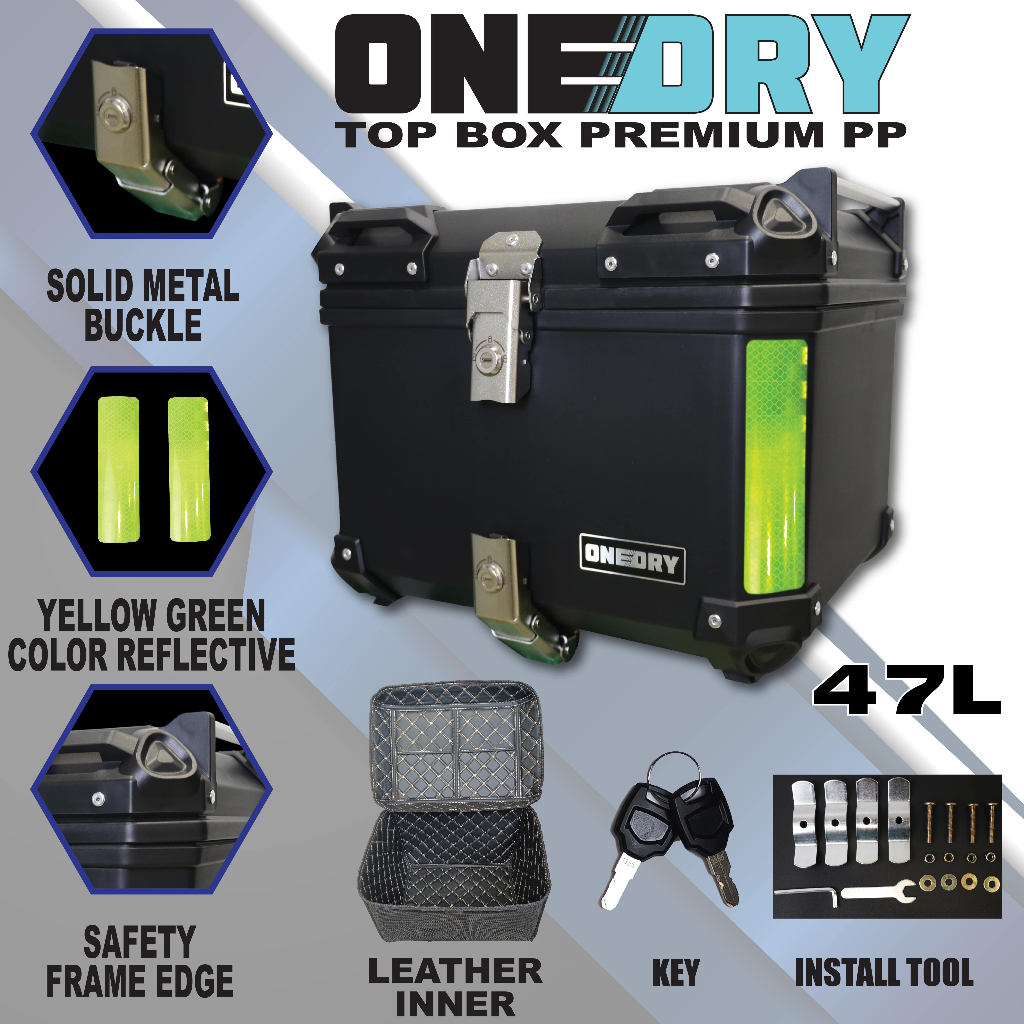 ONEDRY Motorcycle Top Box Double Lock 45 Liter Box Motor Waterproof ...