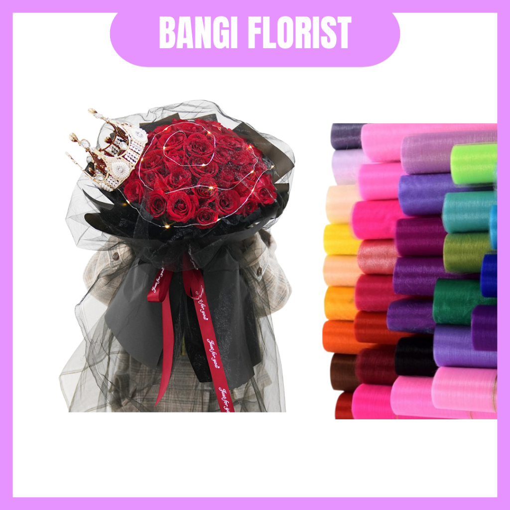 (4.5M) GAUZE LACE NET ROLL MESH Flower Wrapping Paper Bouquet Gift ...