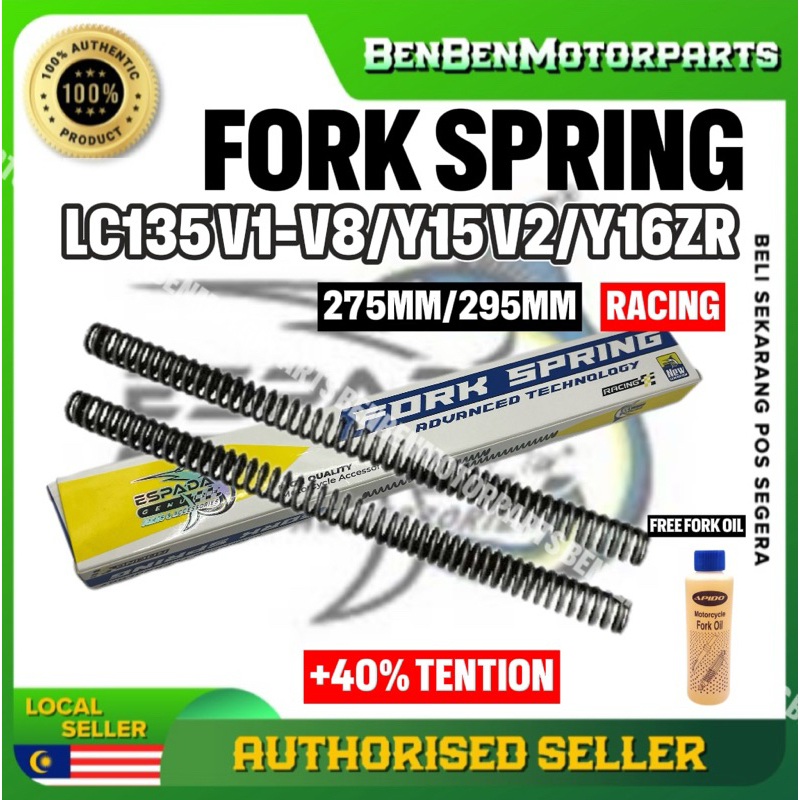 YAMAHA LC135 V1-V8 / Y15 V2 / Y15ZR V2 / Y16ZR RACING FORK SPRING SET ...