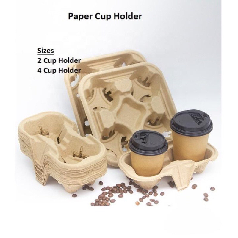 (197) BP PLASTIC / (50 PCS) Disposable Coffee Cup Holder/ Pulp Paper ...