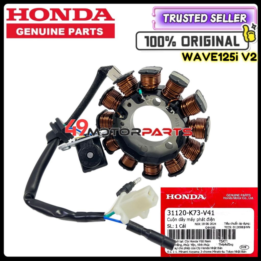 100% ORIGINAL WAVE125 Fi V2 FUEL COIL MAGNET COIL STARTOR COIL 31120 ...