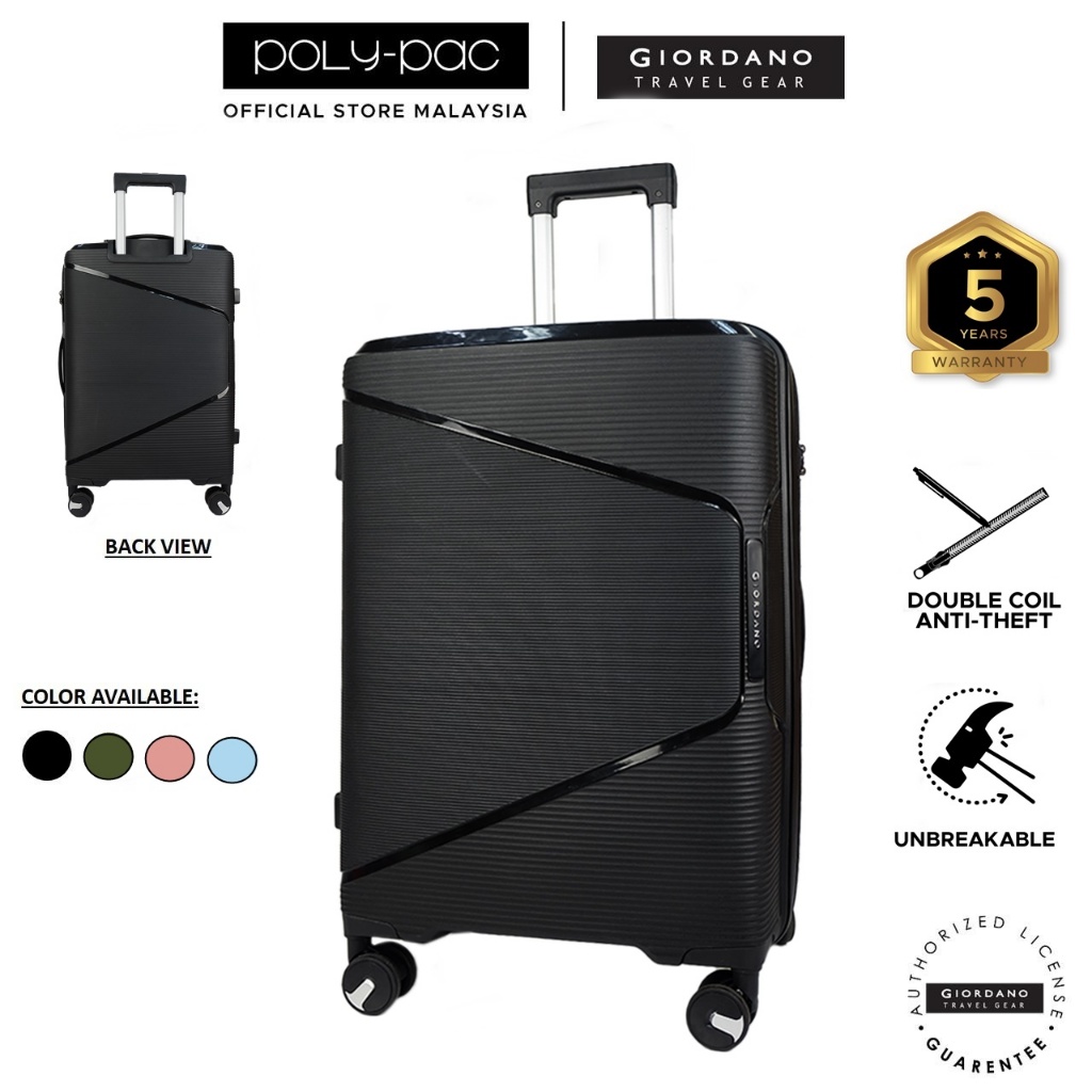 Giordano By Poly Pac 24 Voyager Unbreakable PP Anti Theft Trolley Luggage Bags w Expander GA2454 Shopee Malaysia