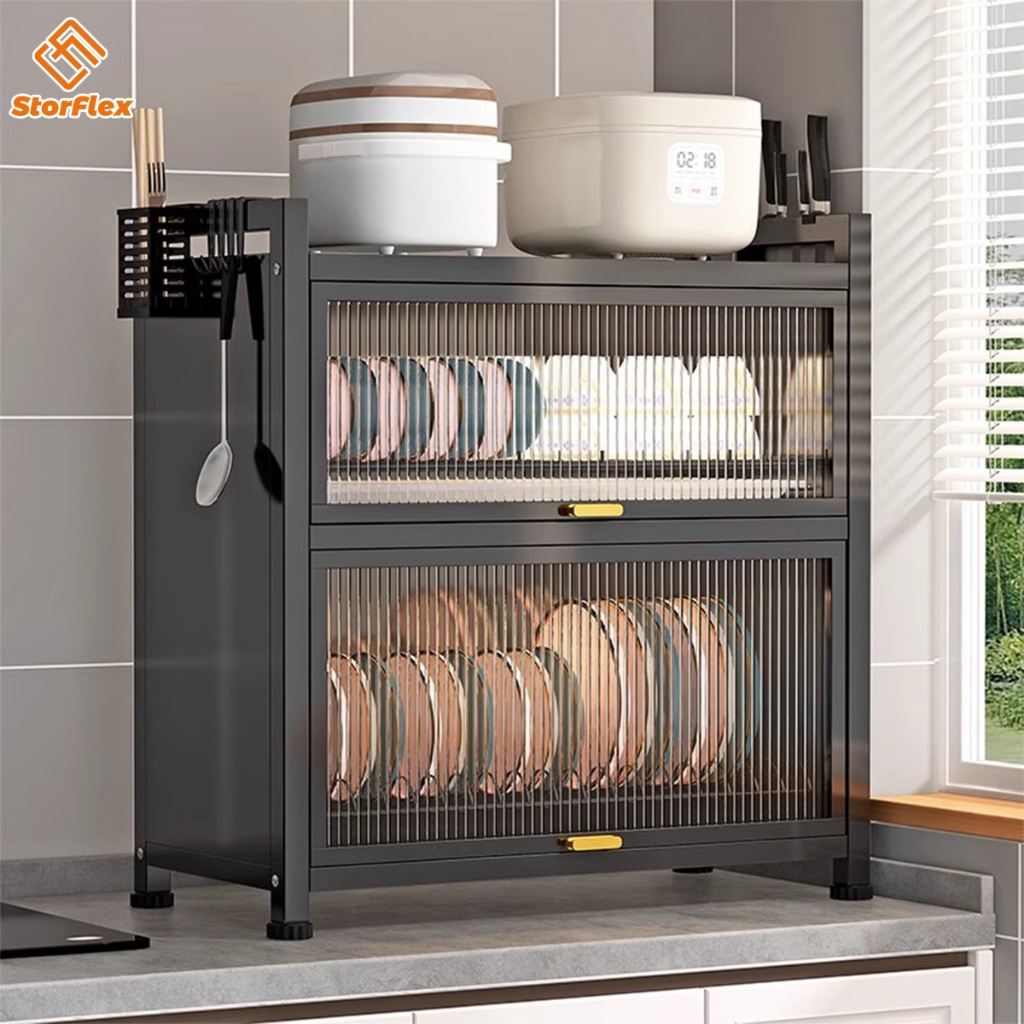 Dish Rack with Cover Tray Kitchen Dustproof Dish Drainer Rack