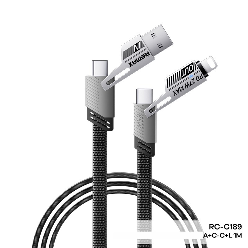 REMAX RC-C189 A+C-C+L 65W multifunctional zinc alloy braided data cable ...