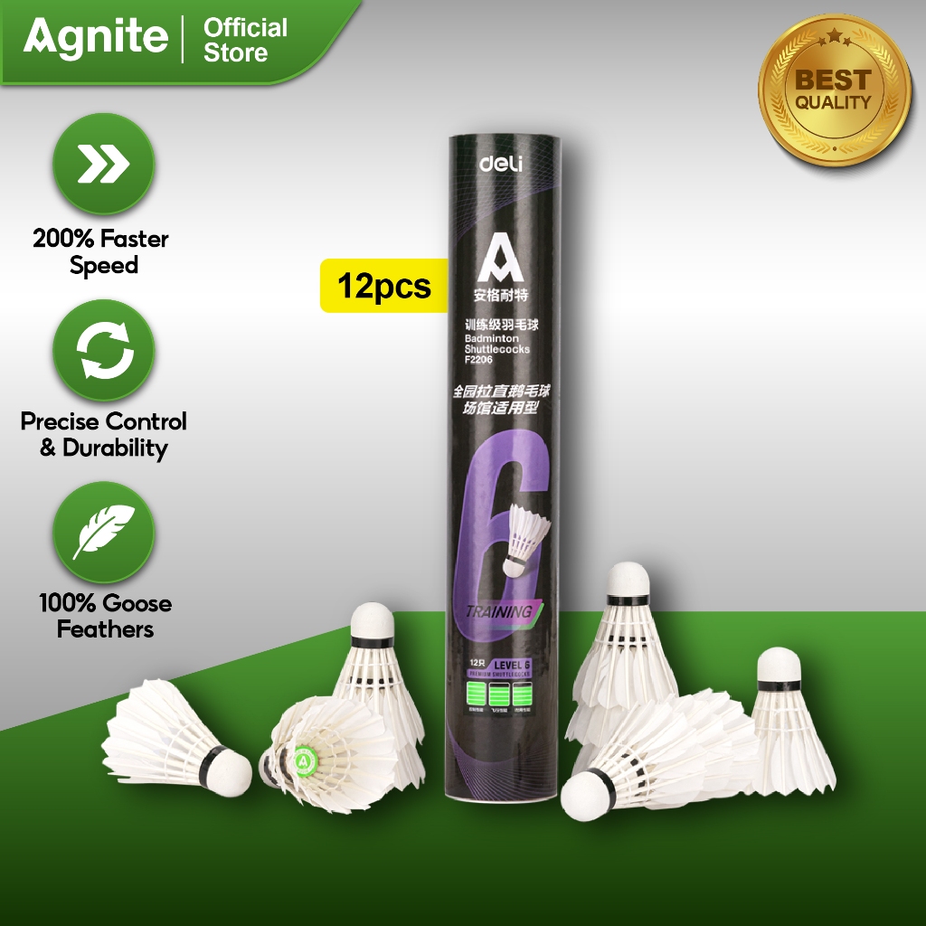 Agnite Level 5 Badminton Shuttlecock Full Round Goose Feather High