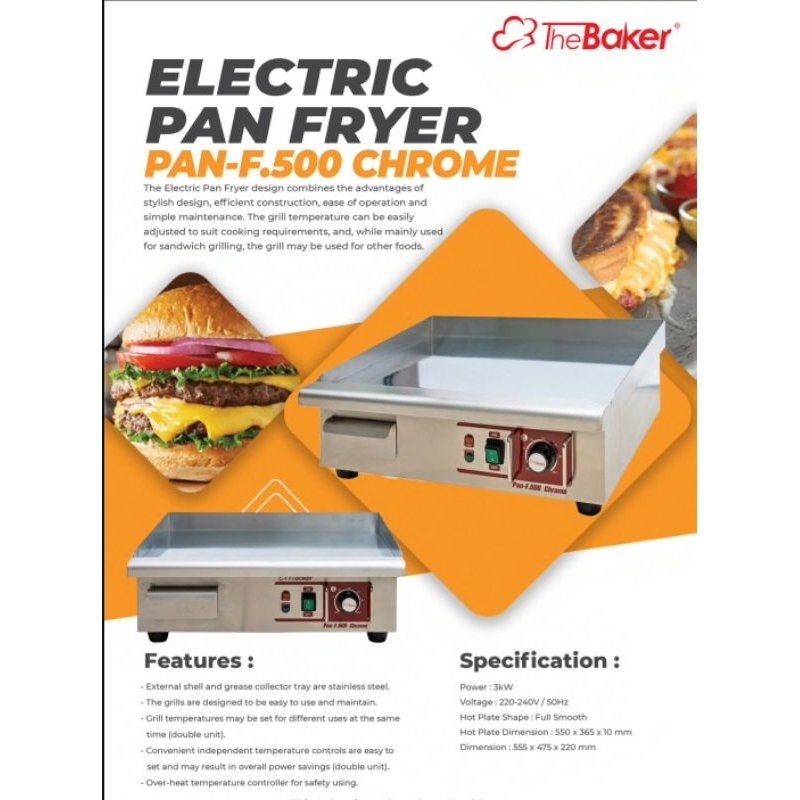 THE BAKER MESIN BURGER ELECTRIC PAN FRYER PANF500 CHROME Shopee Malaysia