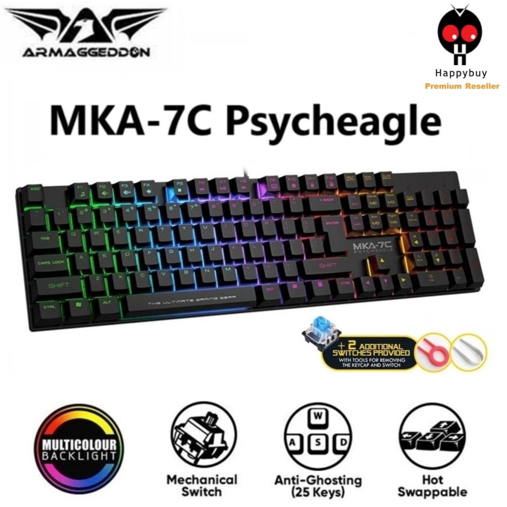 Armaggeddon MKA-7C Psycheagle Mechanical Keyboard - Black | Shopee Malaysia