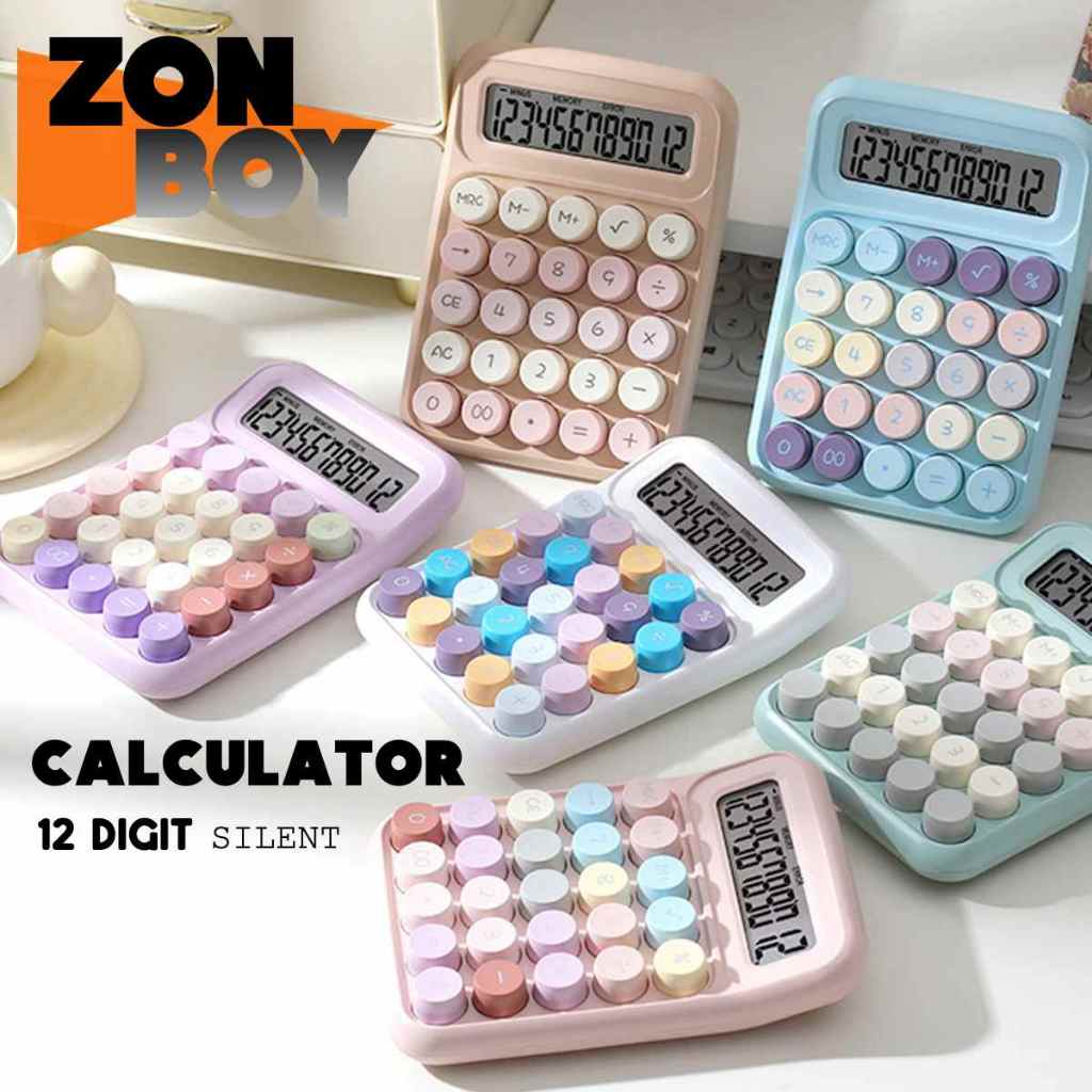 Calculator Round Button Colourful 12 Digit LCD Large Display Kalkulator ...