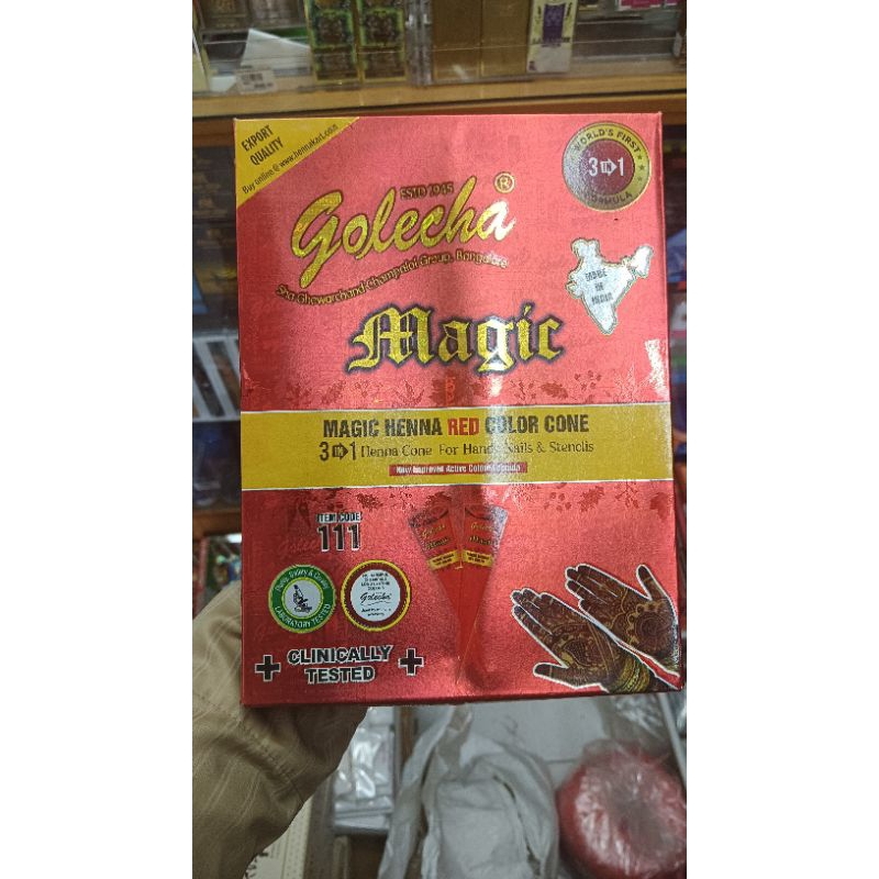 NEW Golecha Henna 3 IN 1 INAI KUKU INAI LUKIS CHERRY RED BLACK 1 BOX ...