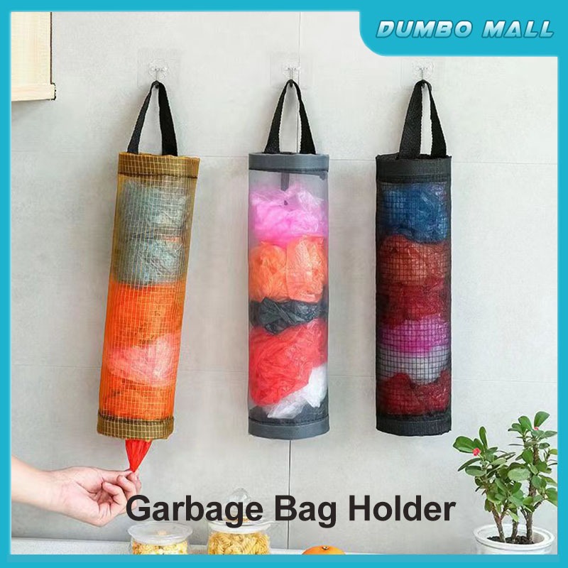 Kitchen Plastic Grocery Bag Organizer Wall Mounted Garbage Net Holder ...
