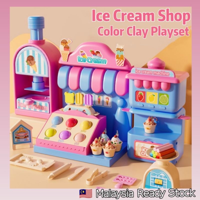 Ice Cream Maker Toy Play Dough Set For Kids Play Doh Set Pretend Playset  Mainan Budak Perempuan Mainan Aiskrim Kanak